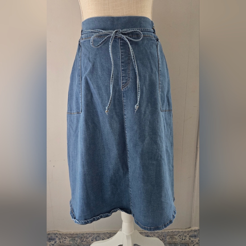 Classic Blue A-Line Denim Skirt